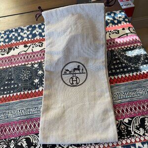 Hermes Herringbone Scarf or Shoe Drawstring Dustbag, 13.5" x 6.5"